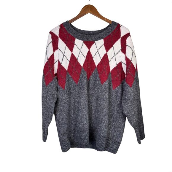 Torrid Red and Gray Argyle Sweater EUC - Picture 11 of 15